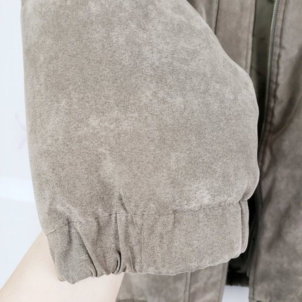 Worthington Essentials Soft Brown Faux Suede Zip Coat Jacket M - Picture 4 of 12